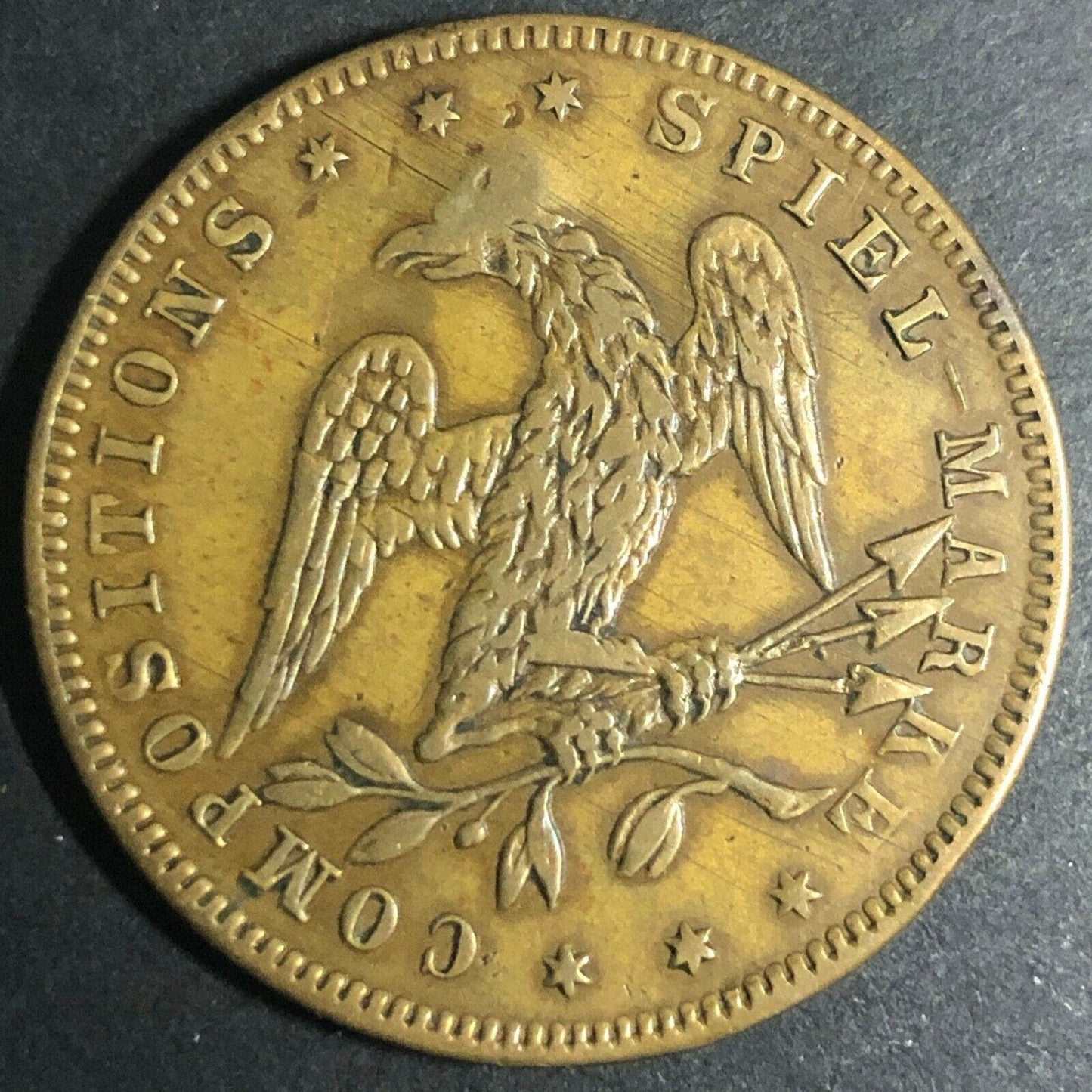 Brass 27.30mm $10 Eagle George Washington Spiel Marke Counter Token - Fauver