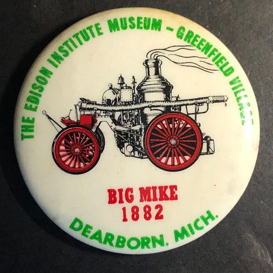 Edison Institute Museum Greenfield Village Steel Pinback Button c1950's-60's