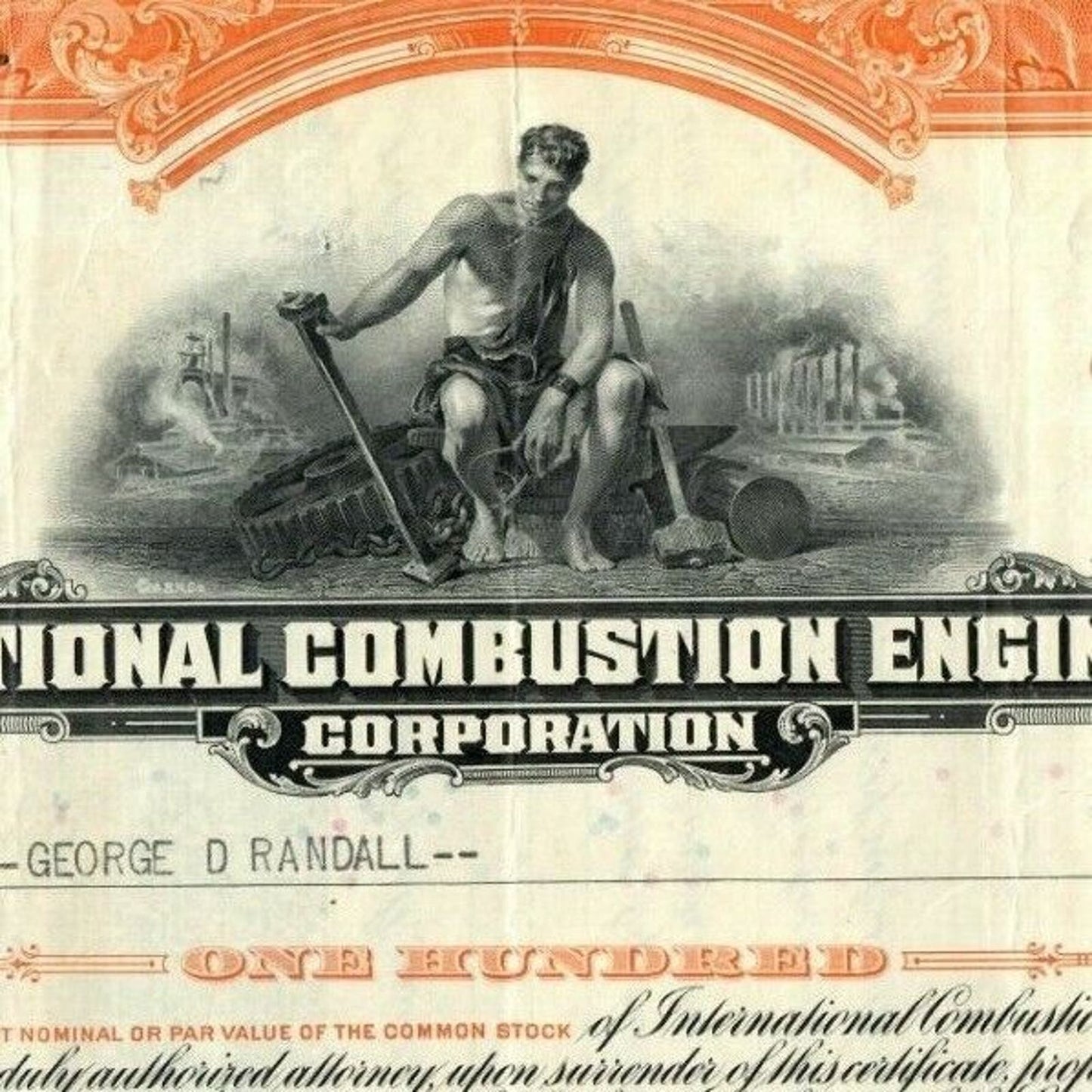 Vintage 1932 Stock Certificate "International Combustion Engineering" & Transfer