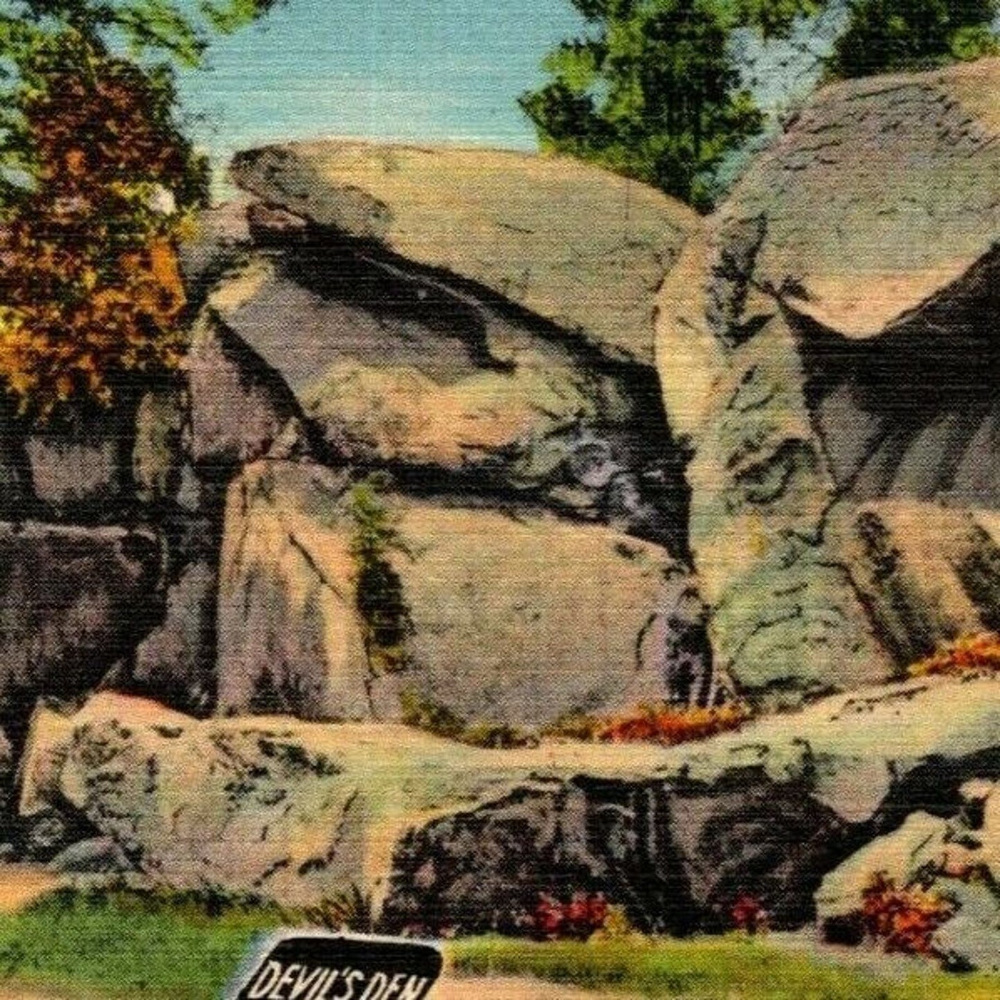 Vintage Linen Postcard Devil's Den, Gettysburg, PA UNP VGC