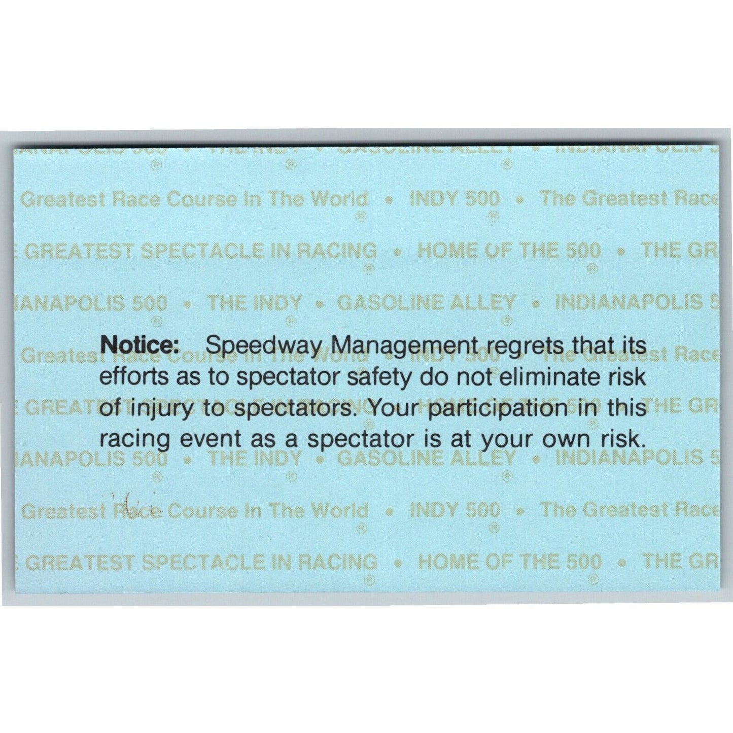 1997 Indy 500 Practice Day Grounds Admission Comp Ticket Pass Card IMS #5904 VGC