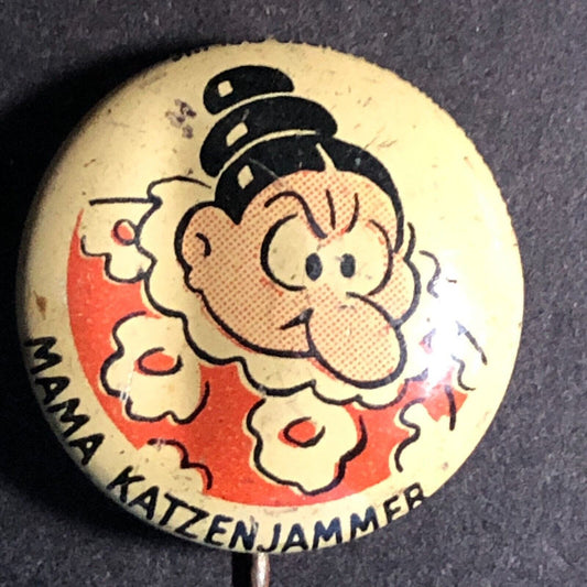 Mama Katzen Jammer Kellogg's Pep Cereal Steel Pinback Button c1945-47