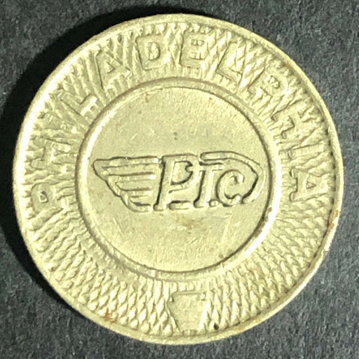 Brass G/F One Fare Transit Token Philadelphia Transportation Co. PTC 16mm (1868)