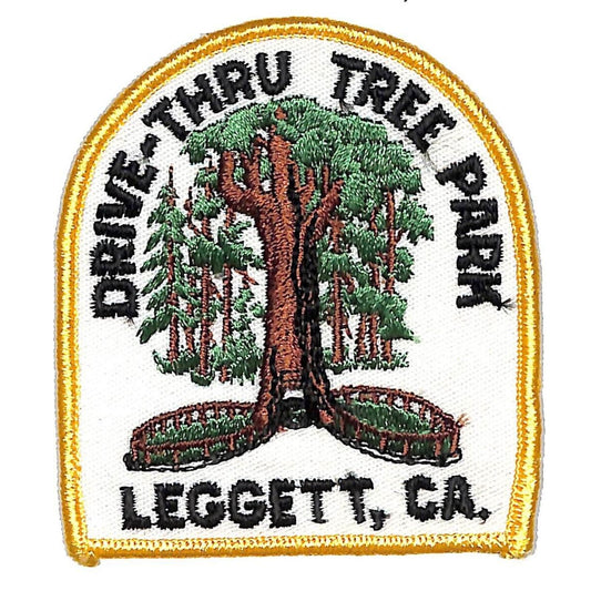 Leggett, CA Drive-Thru Tree Park Vtg Embroidered Patch c1970's-80sNOS 3 3/8"