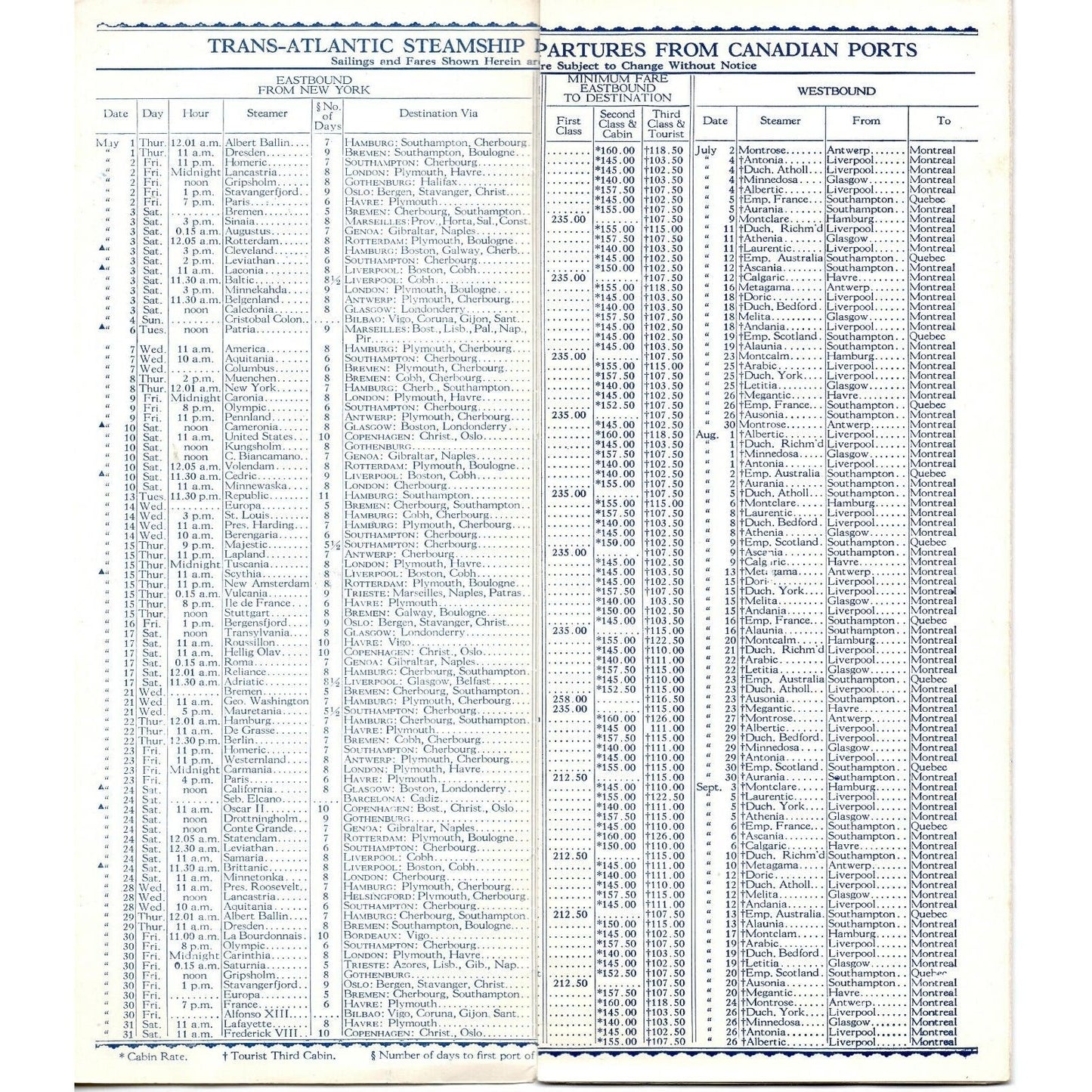 1930 "Summer Season 1930" Europe "Sailings of All Lines" Cruise "South Bend, IN"