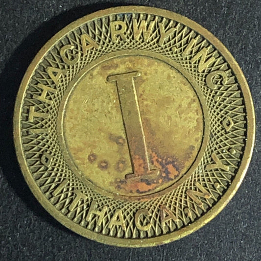 Ithaca Rwy. Inc. NY Brass "I" Transit Token c1957 23mm Scarce