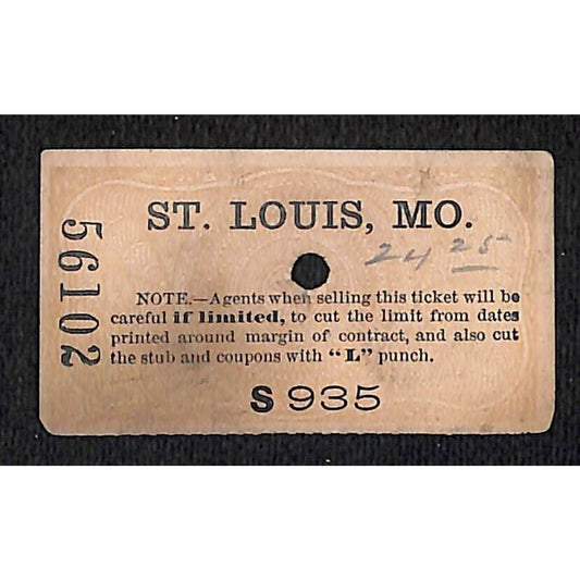 New York & Long Branch Railroad 1896 Ticket North Asbury Park - St. Louis, MO