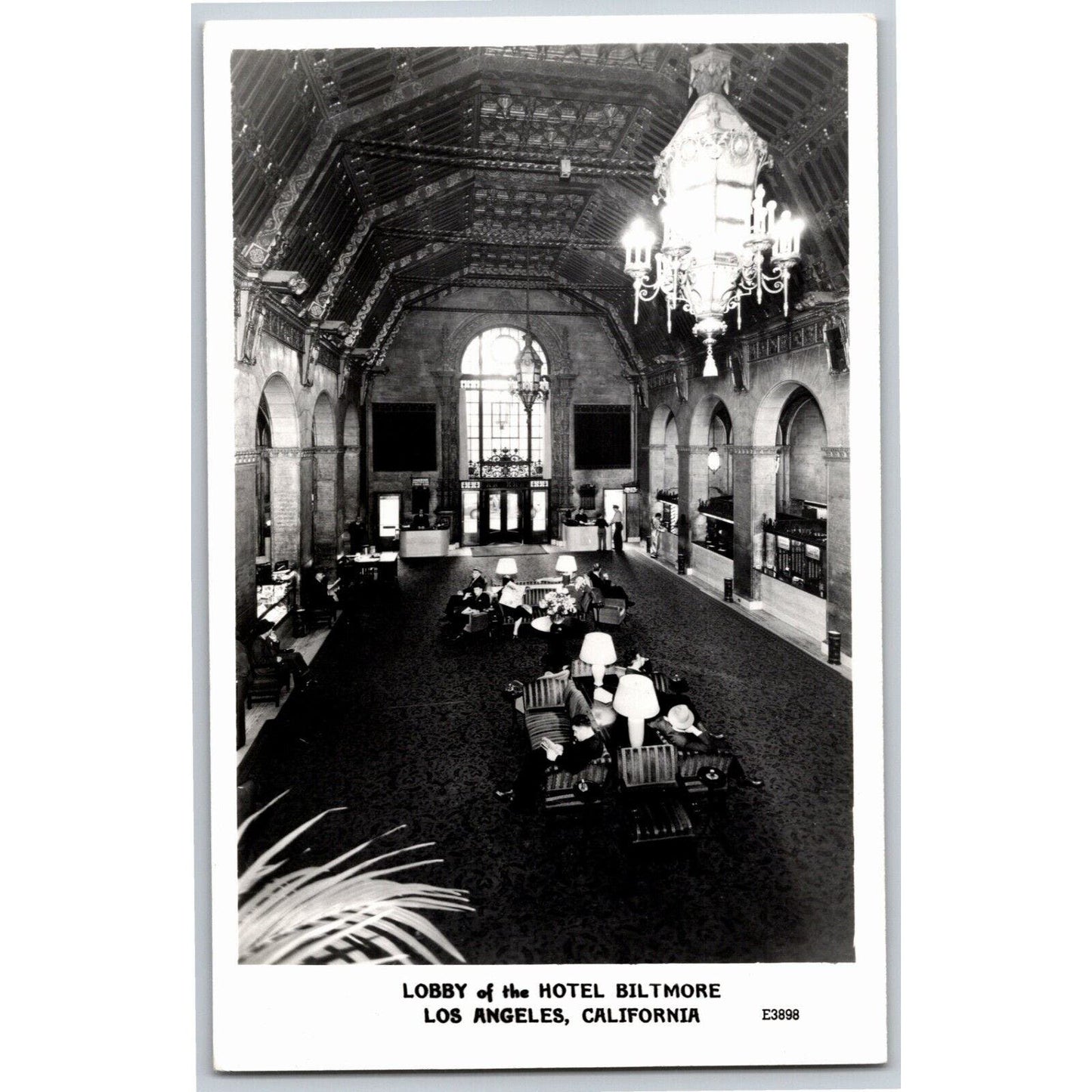 Lobby of Hotel Biltmore Los Angeles RPPC* Postcard NP VGC