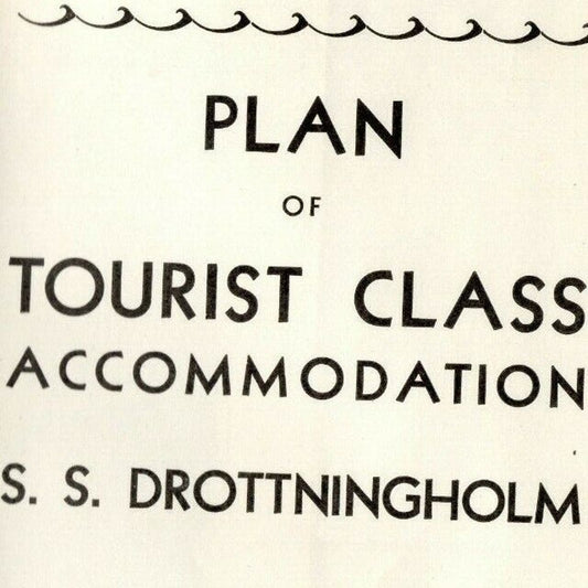 1938 Swedish American Line Drottningholm Tourist Cl Deck Plan Single Sheet - VGC