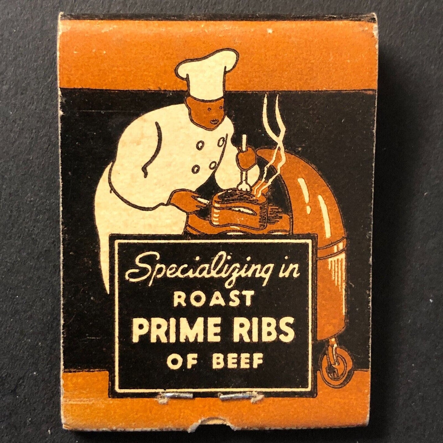 Lawry's The Prime Rib Restaurant LA Full Matchbook Chef c1938-47 1st Location*