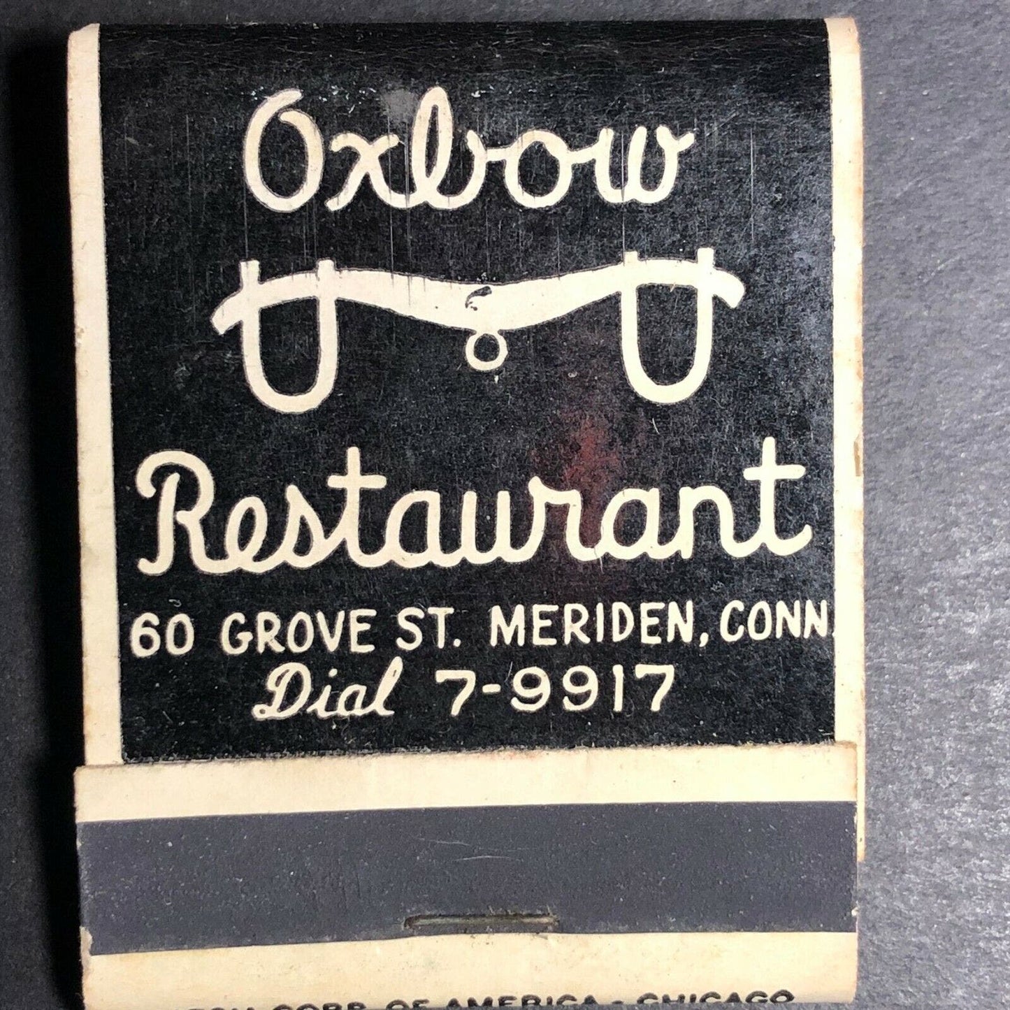 Very Scarce 1950's-60's Full Matchbook - "Oxbow Restaurant" Meriden, CT