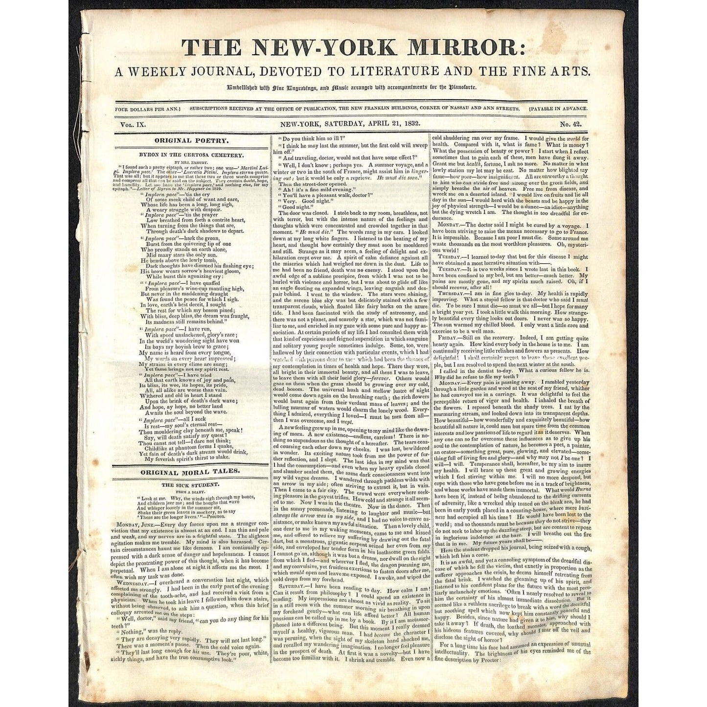 New-York Mirror Weekly Journal Literature Fine Arts Newspaper 4/21/32 8pp