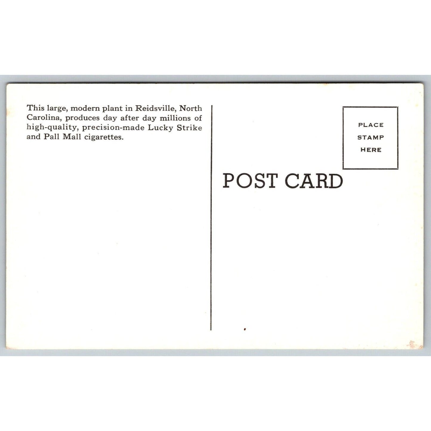 Lucky Strike Pall Mall Cigarette Plant Reidsville NC Postcard c1950's Scarce VGC