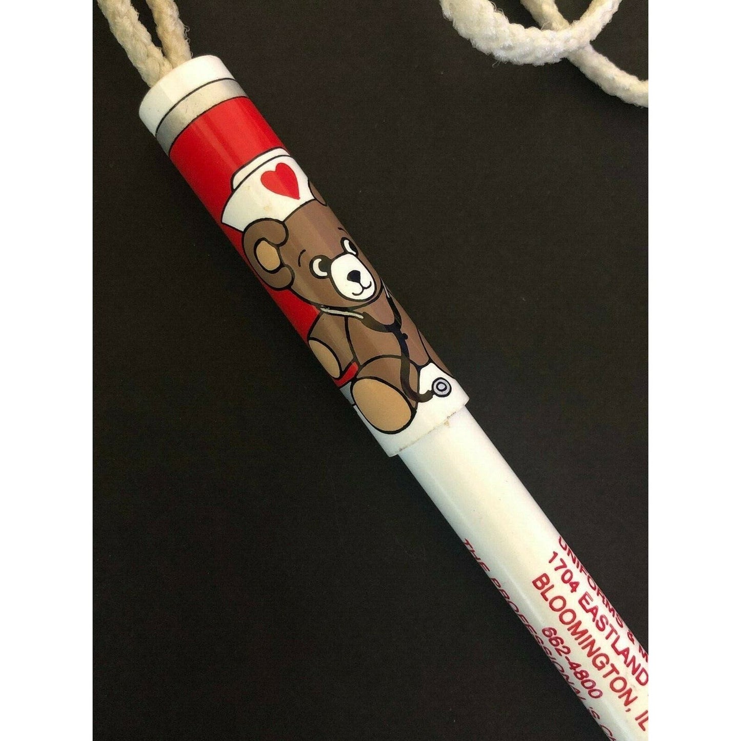 c1980's "Uniforms & More" Bloomington, IL Childs Nurse Bear Advertising Pen GC