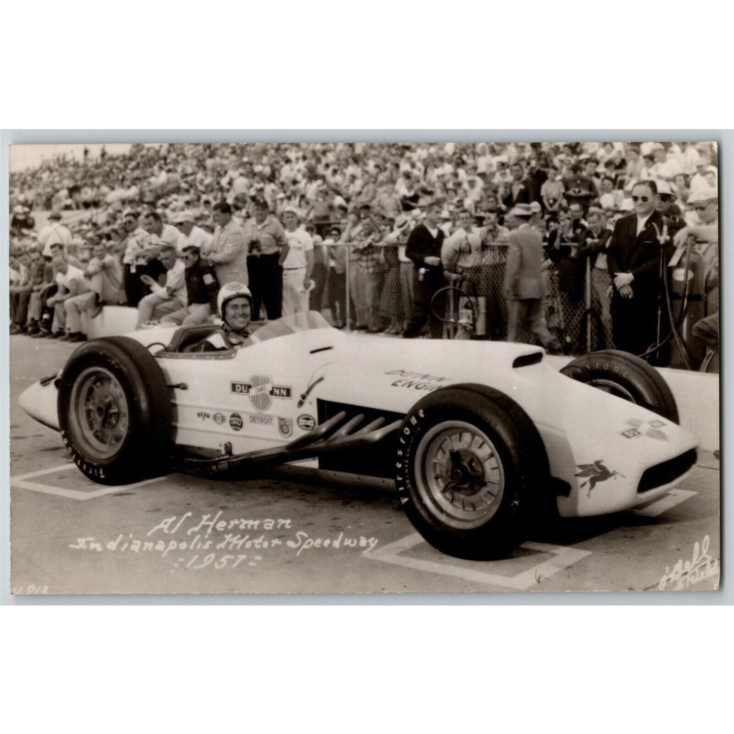 Indy 500 RPPC Postcard "1957 Al Herman" Official Race Photo Unposted VGC