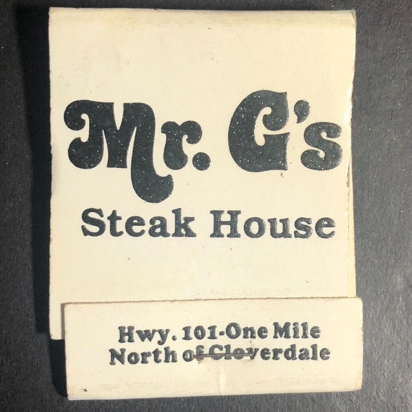 Mr. G's Steak House Highway 101 One Mile Full Matchbook c1980's