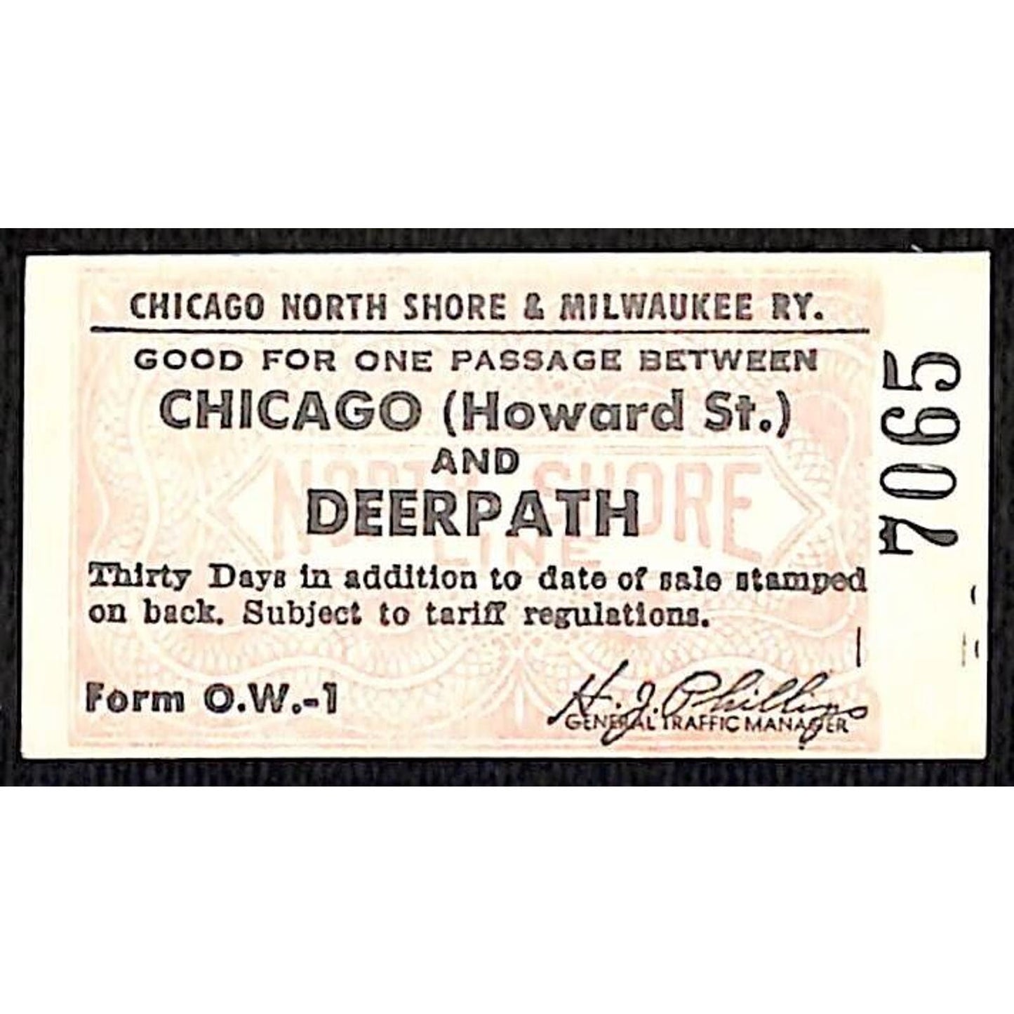 Chicago North Shore & Milwaukee Ry Railroad Ticket Deerpath Unused #7065