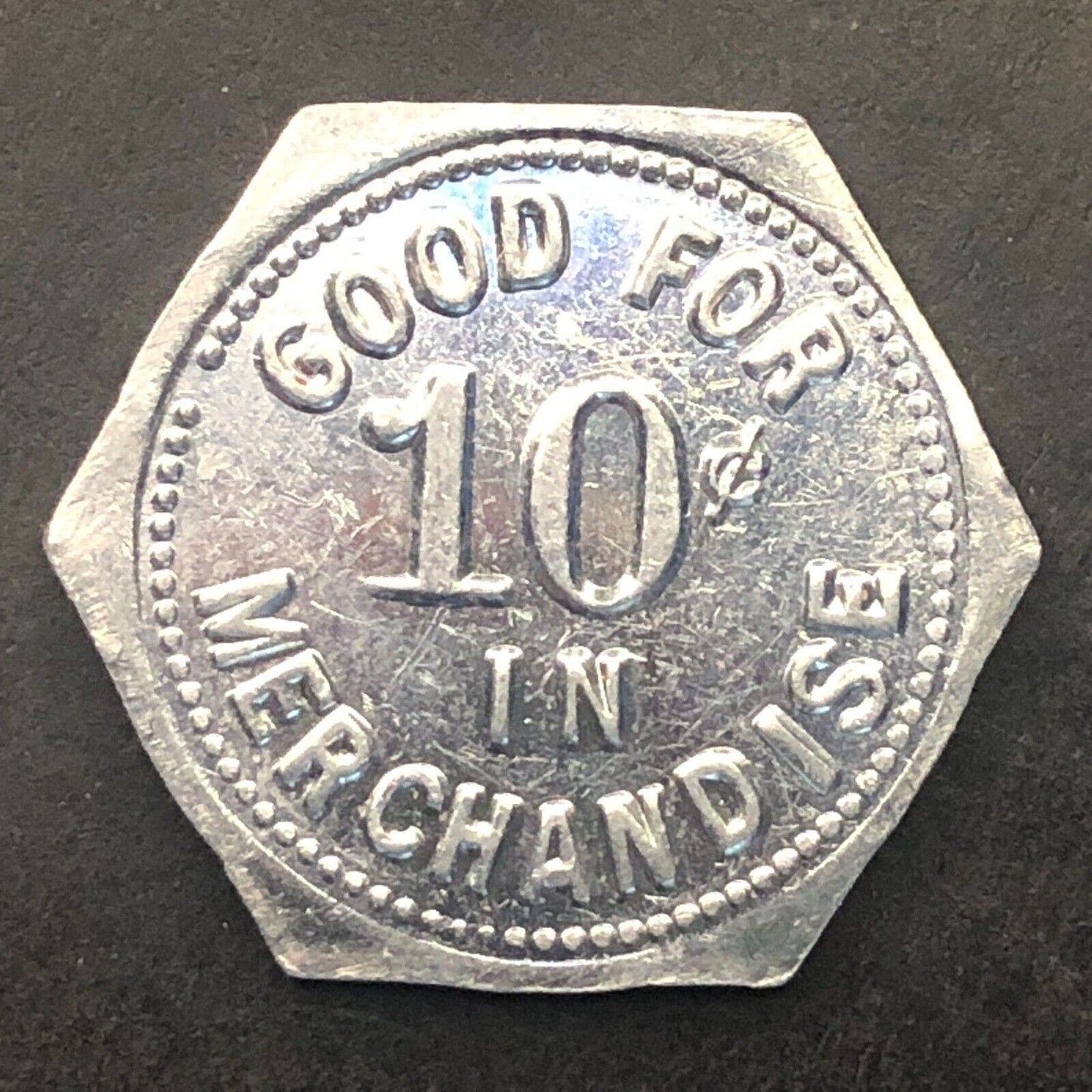 Bluffton, IN Main Cigar Store G/F 10¢ Trade Token Alum. 22mm