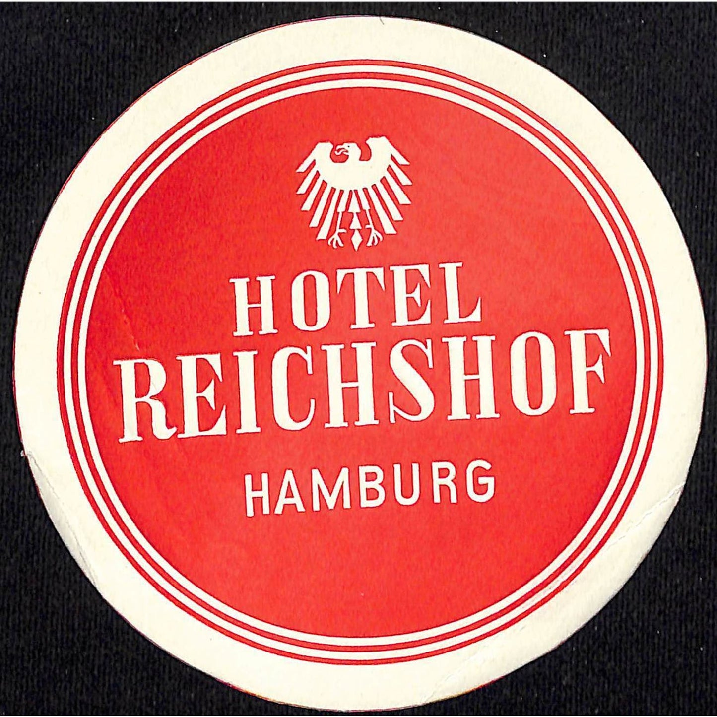 Hotel Reichshof Hamburg Luggage Label Vintage NOS VGC Reverse Embossed