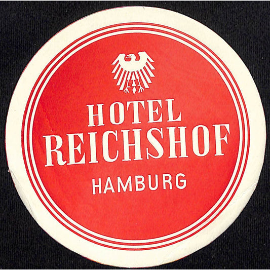 Hotel Reichshof Hamburg Luggage Label Vintage NOS VGC Reverse Embossed