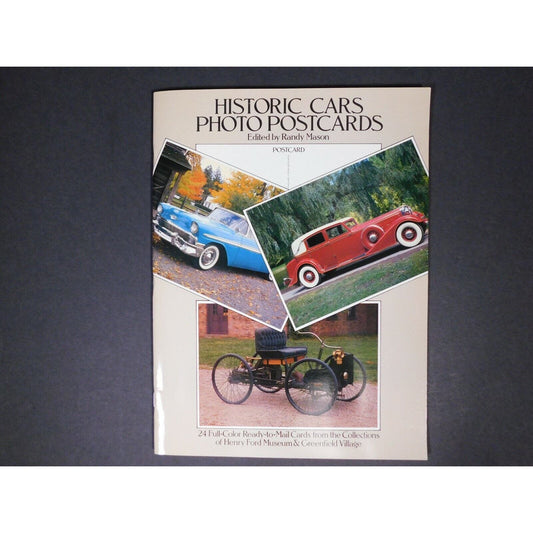 1989 Historic Cars Photo Postcard Book - 24 Glossy Tear-Outs - Mint Condition