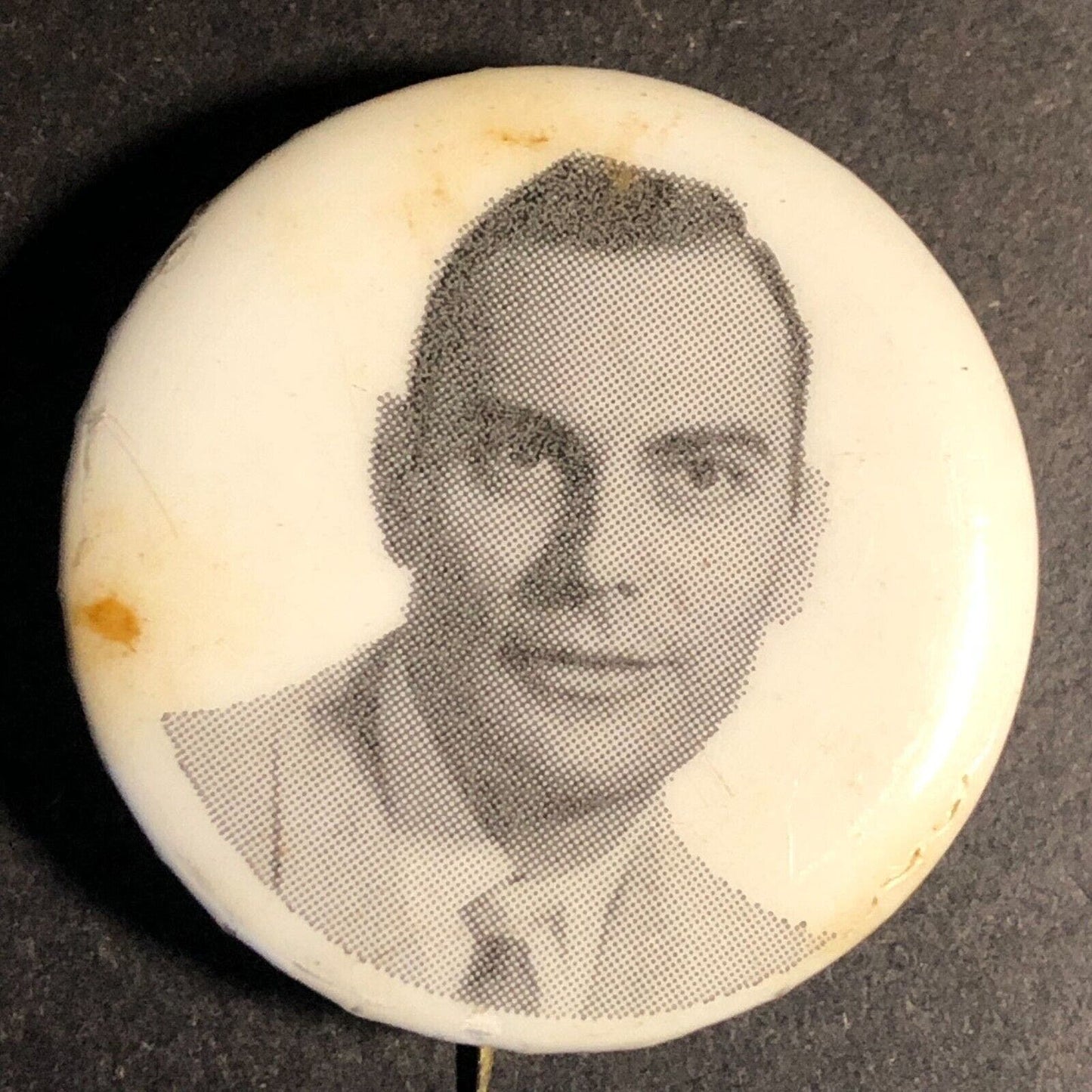 Mystery Man (Political / Celebrity ?) Vintage Steel Pinback Button - c1950's-60s