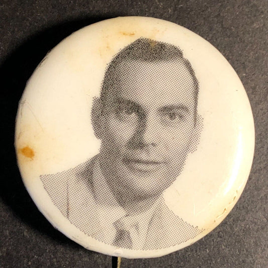 Mystery Man (Political / Celebrity ?) Vintage Steel Pinback Button - c1950's-60s