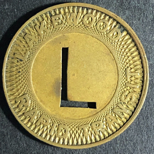 Lakewood Rapid Transit (Ohio) Brass G/F One Way Fare Token - 23mm