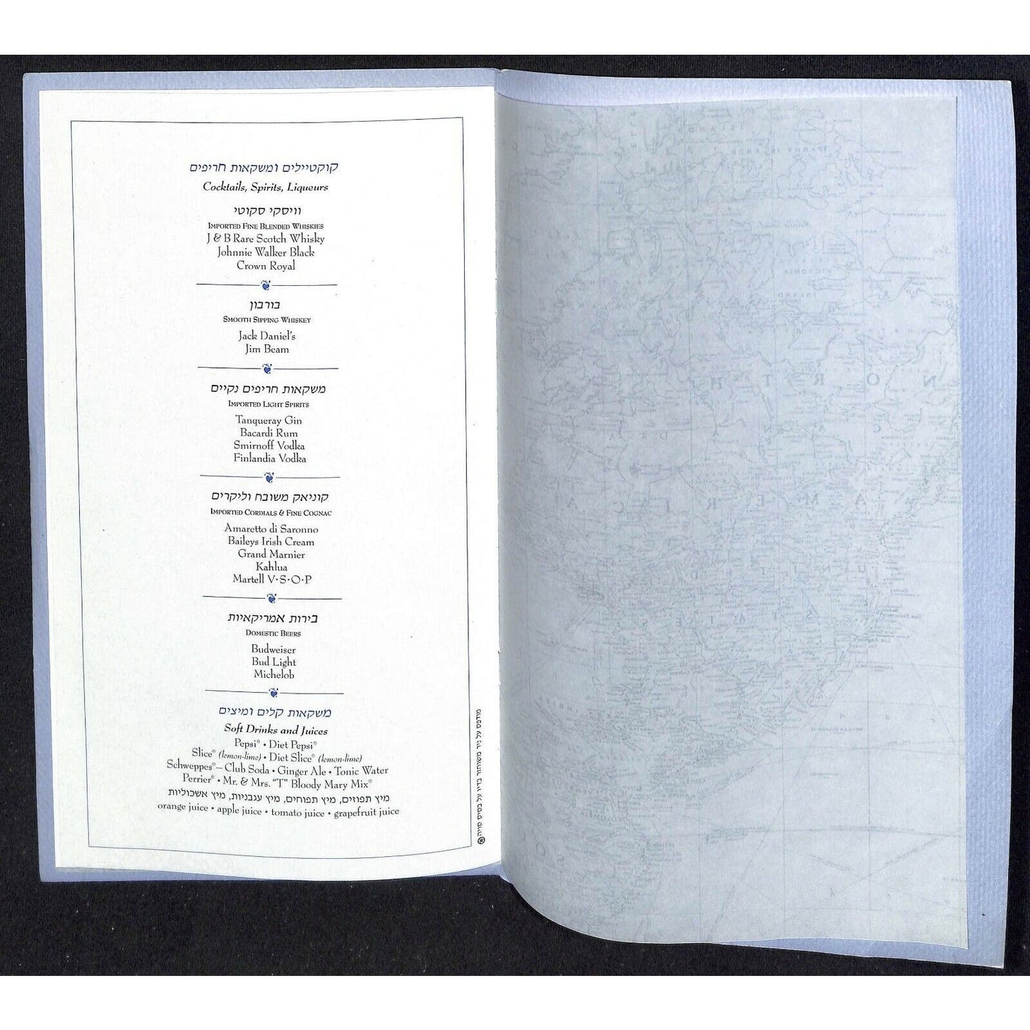 1993 TWA Trans World Airlines Ambassador Collector Series Martin 202A Menu