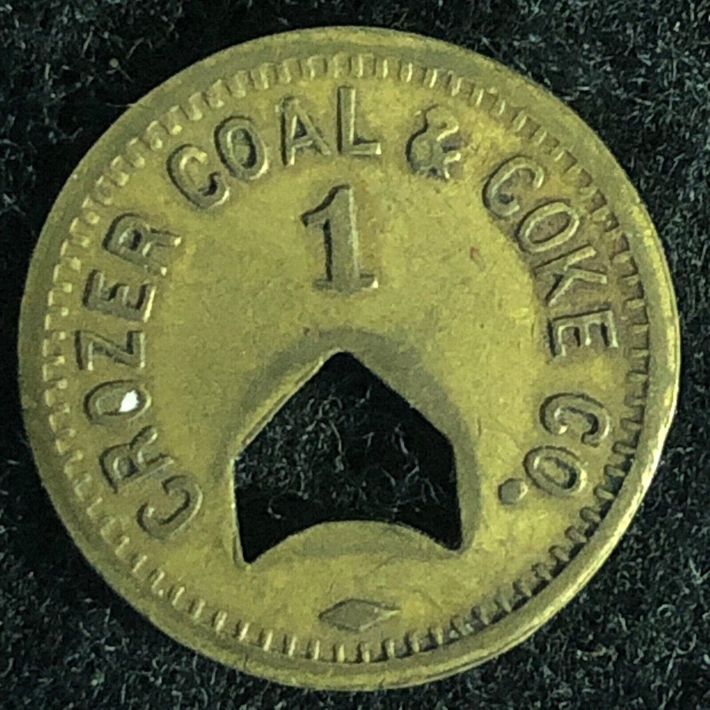 Crozer Coal & Coke Co (Elkhorn, WV) Master Metal Script "1" (Cent) Token 17.5mm