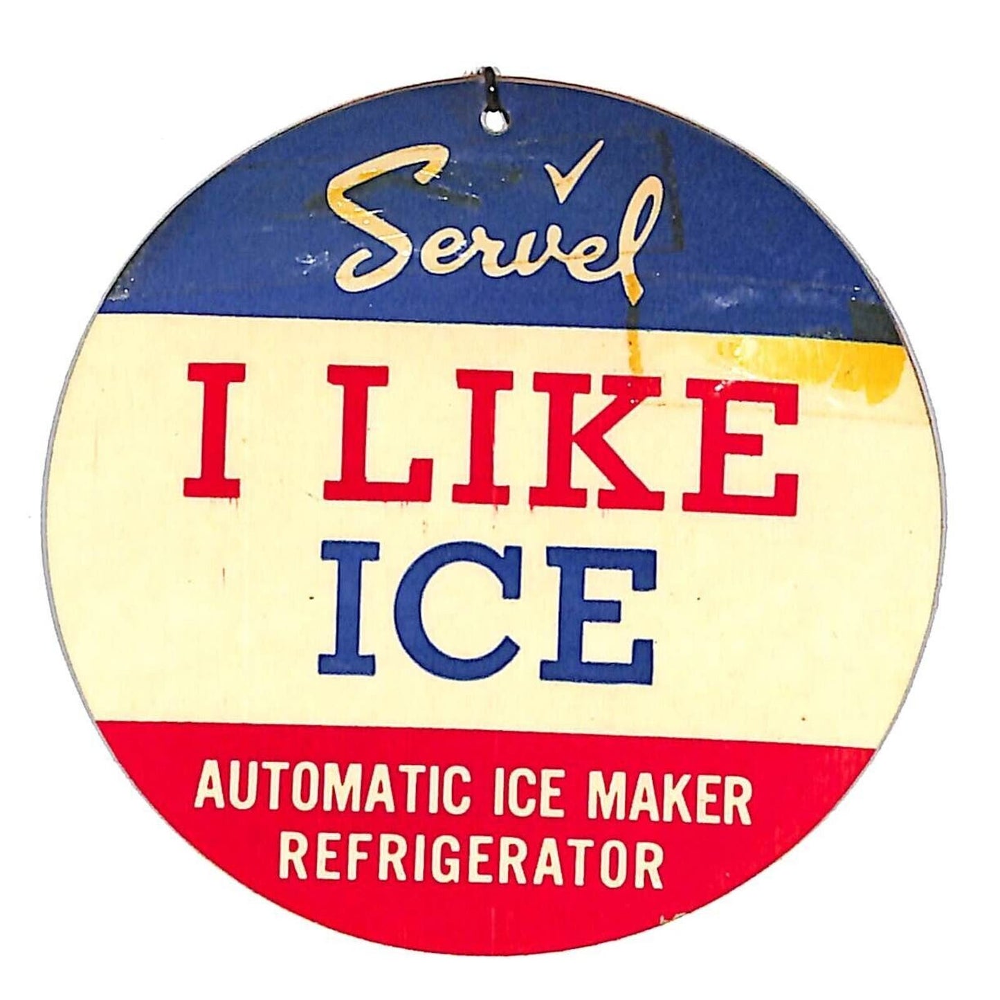 c1953 "I Like Ice" Refrigerator Pinback Button - Disc Political / Patriotic