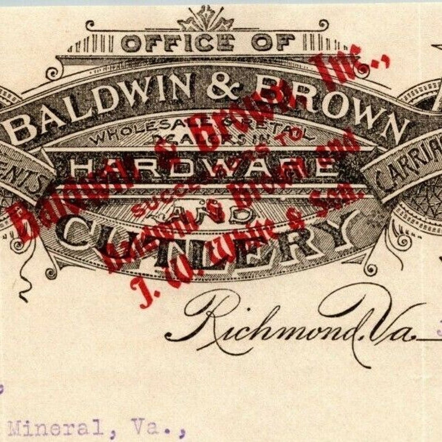 Baldwin & Brown Carriage & Wagon Richmond, VA Letterhead o Geo. E. Wear 1907