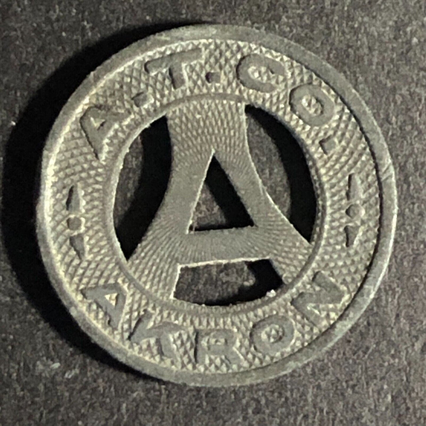 A.T. Co. Akron (Ohio) Zinc G/F One City Fare Transit Token 16.4mm