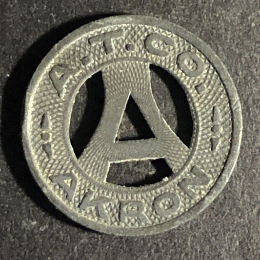 A.T. Co. Akron (Ohio) Zinc G/F One City Fare Transit Token 16.4mm
