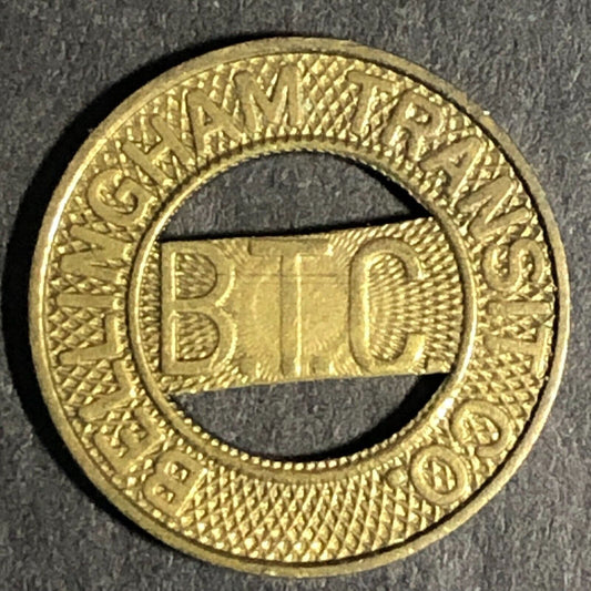 Bellingham (WA) Transit BTC Brass G/F One Fare Token 16mm w/ Bus
