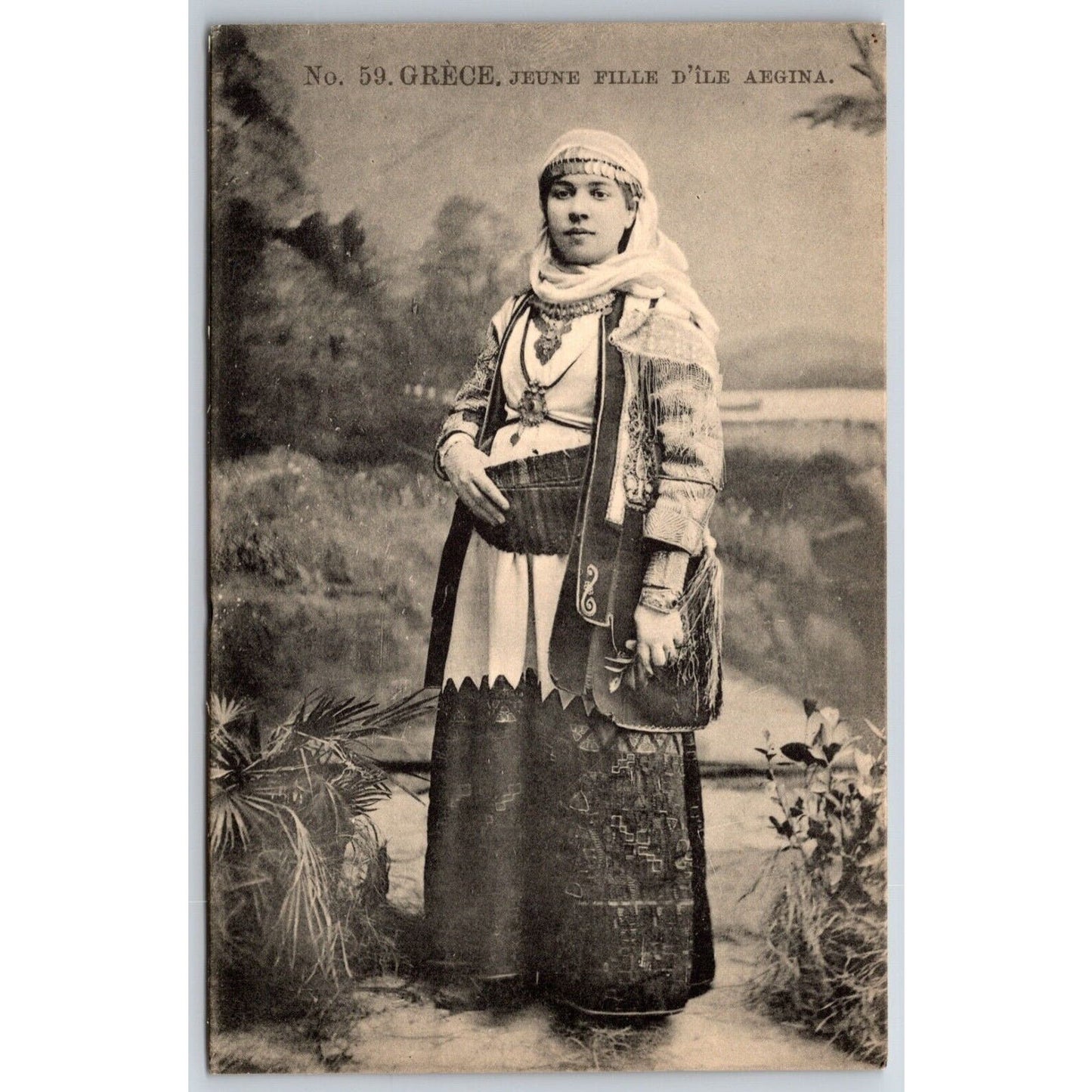 Greek Postcard "Young Girl From Aegina Island" RPPC 1901-1907 NP VGC