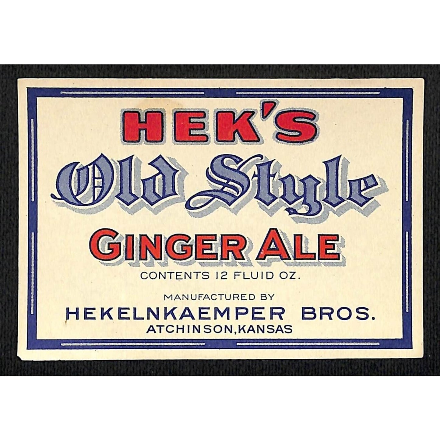 Hek's Old Style Ginger Ale Hekelnkaemper Paper Soda Label Set c1930'-40's Scarce