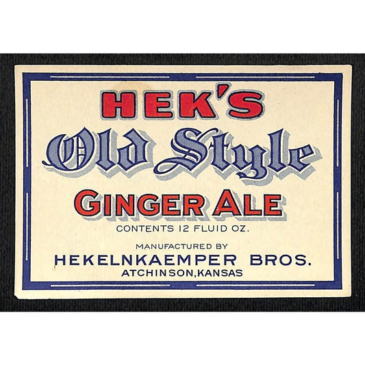Hek's Old Style Ginger Ale Hekelnkaemper Paper Soda Label Set c1930'-40's Scarce