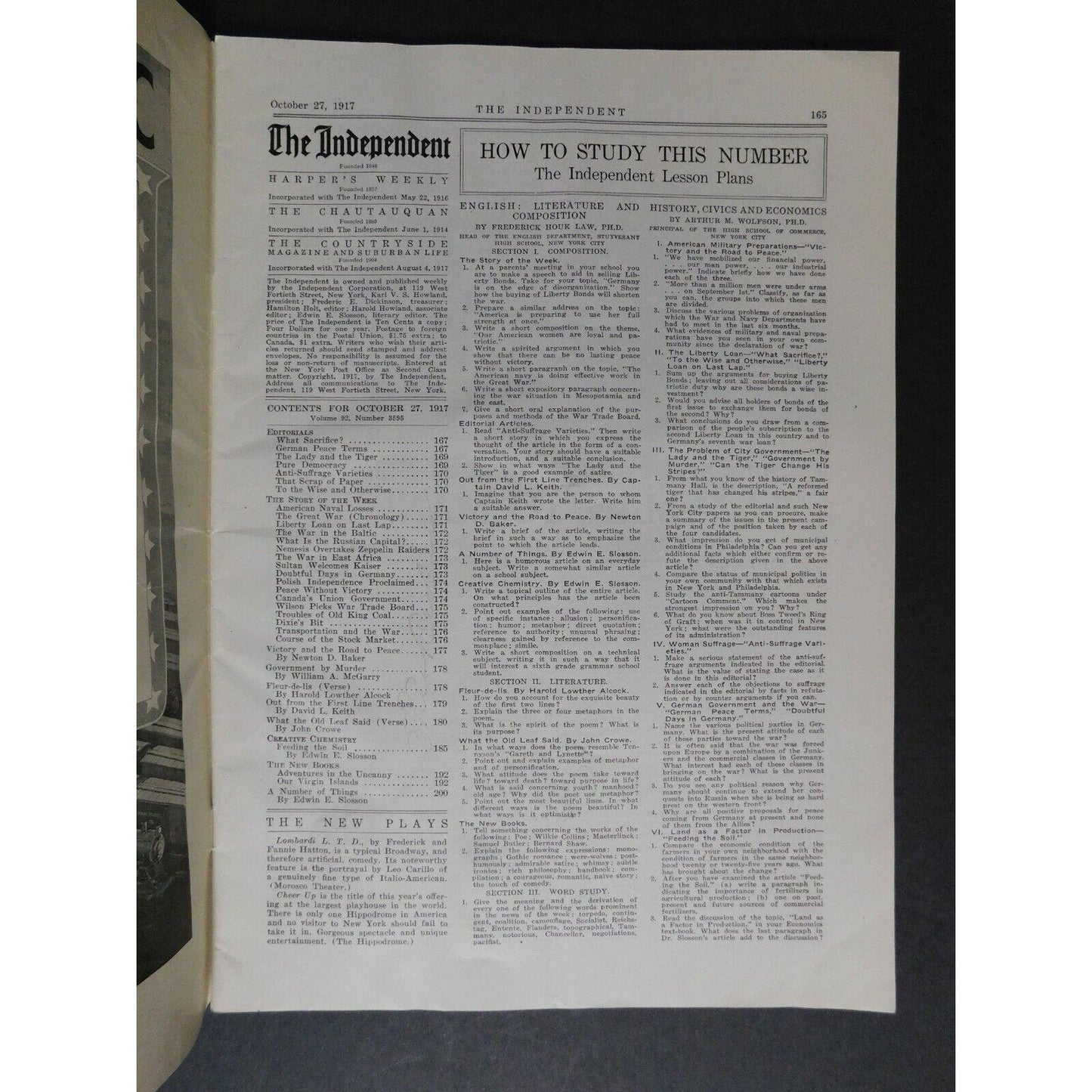 "The Independent Weekly" The Challenge of the Submarine Oct 27 1917 - 36 pgs.