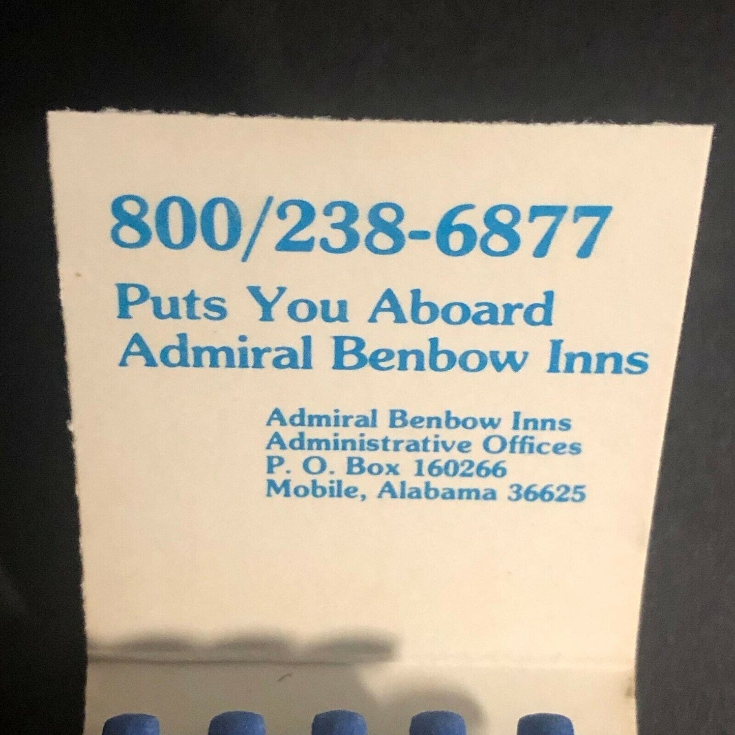 Scarce Vintage c1970's-80's Full Matchbook "Admiral Benbow Inns"