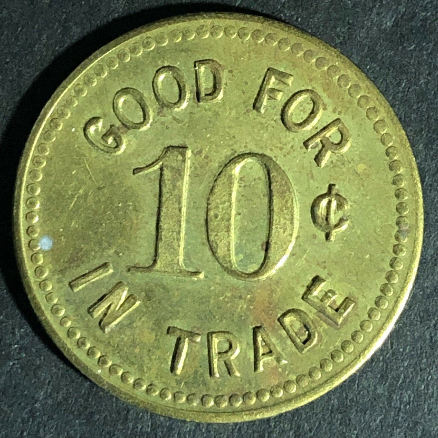 Bennie & Mary's Bar Arcadia, WIS Brass G/F 10c In Trade 25.39mm Scarce c1950's