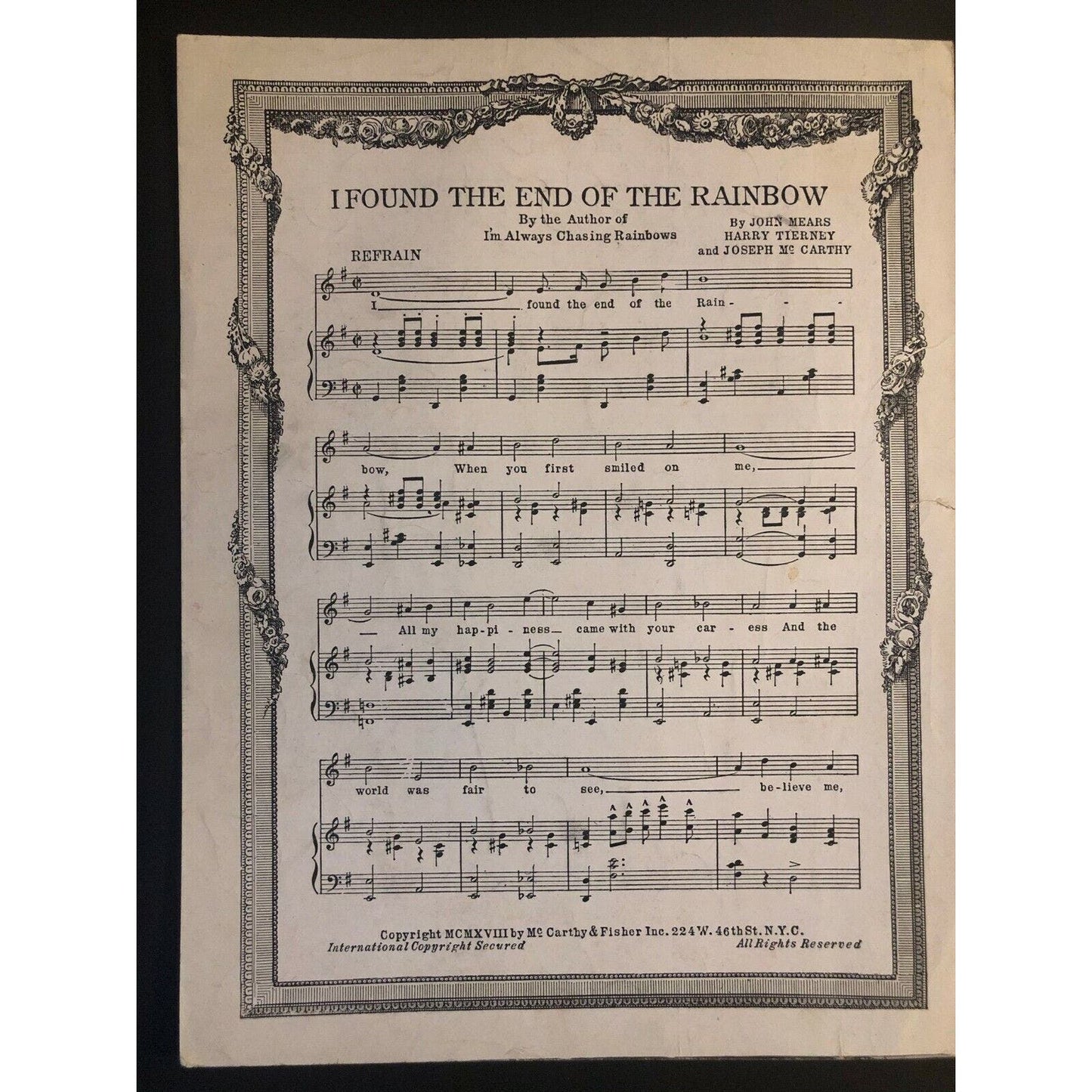 Vintage 1919 Sheet Music "Home and You" Ring-Hager