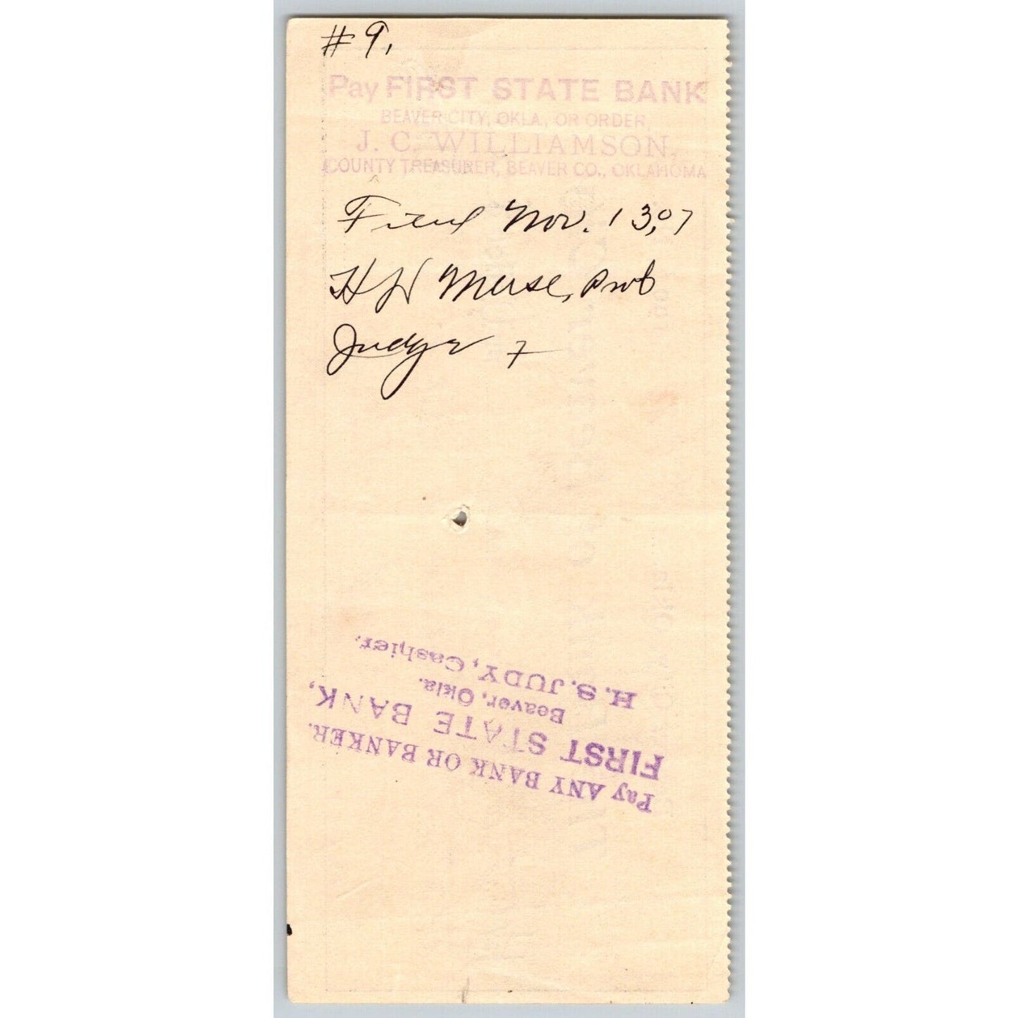 Beaver City, OK 1905 Indian Territory* "Bank of Beaver City" Check $32.98 Scarce
