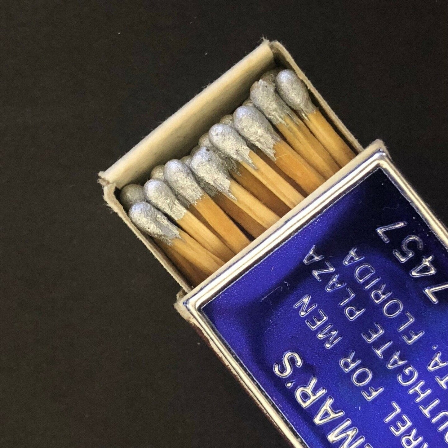 c1960's Foil Wooden Matchbox / Matchbook Delmar's Apparel Sarasota, FL