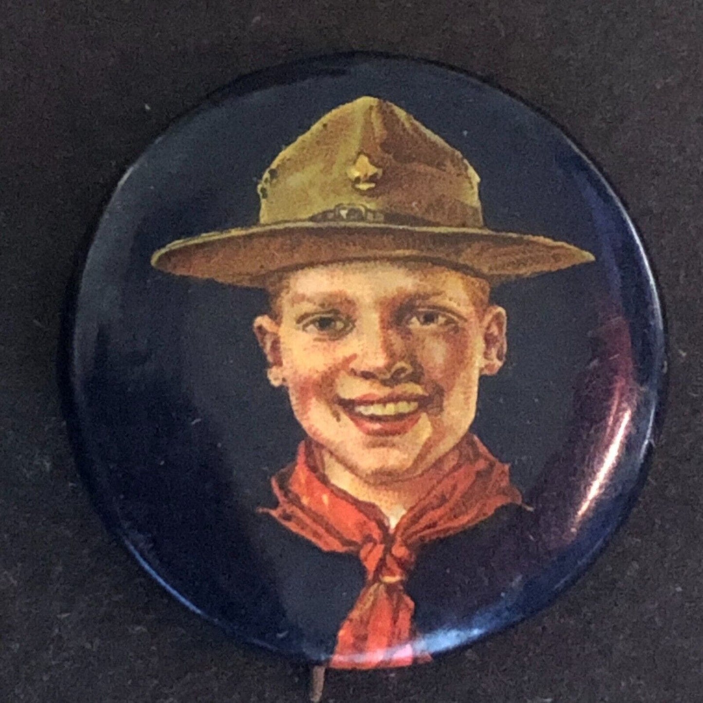 BSA Boy Scout Small Celluloid Steel Pinback Button c1930's-40's