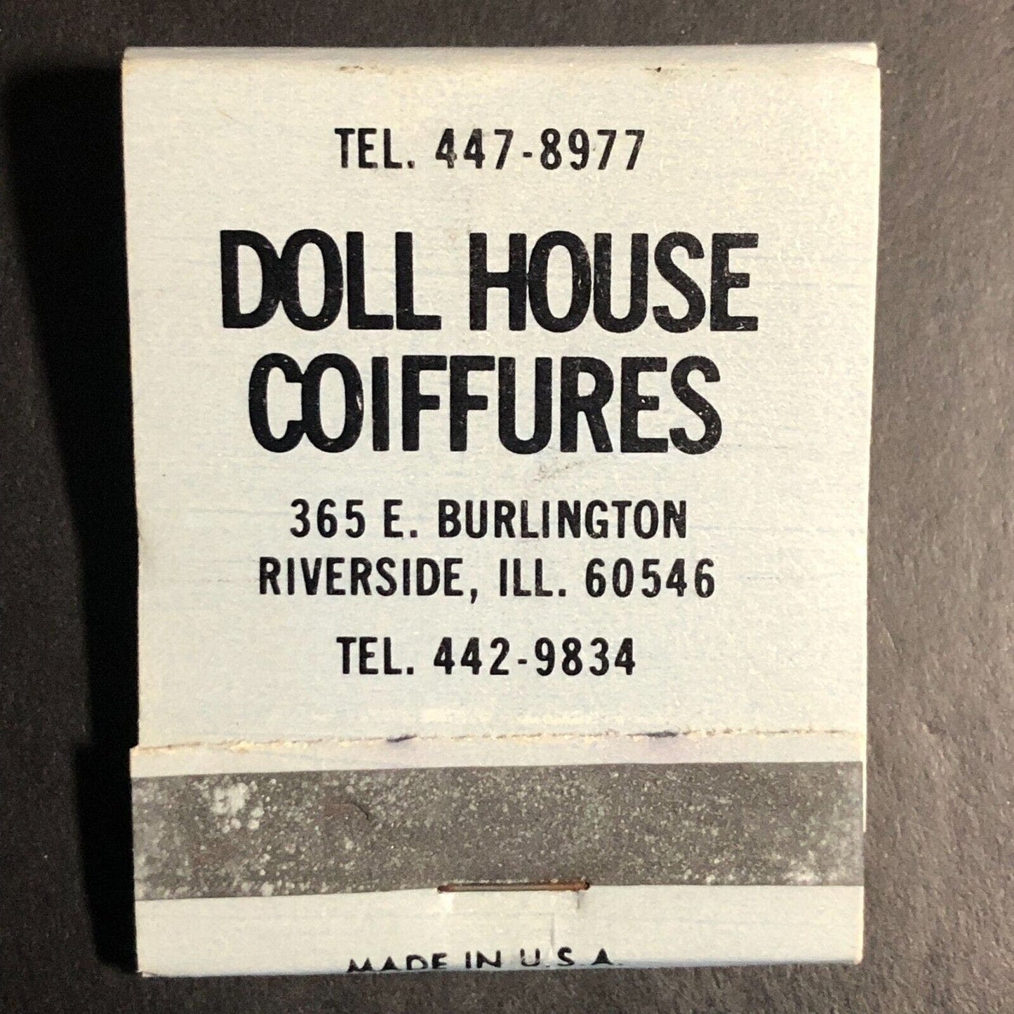 Doll House Coiffures Riverside, IL Full Matchbook c1968-73