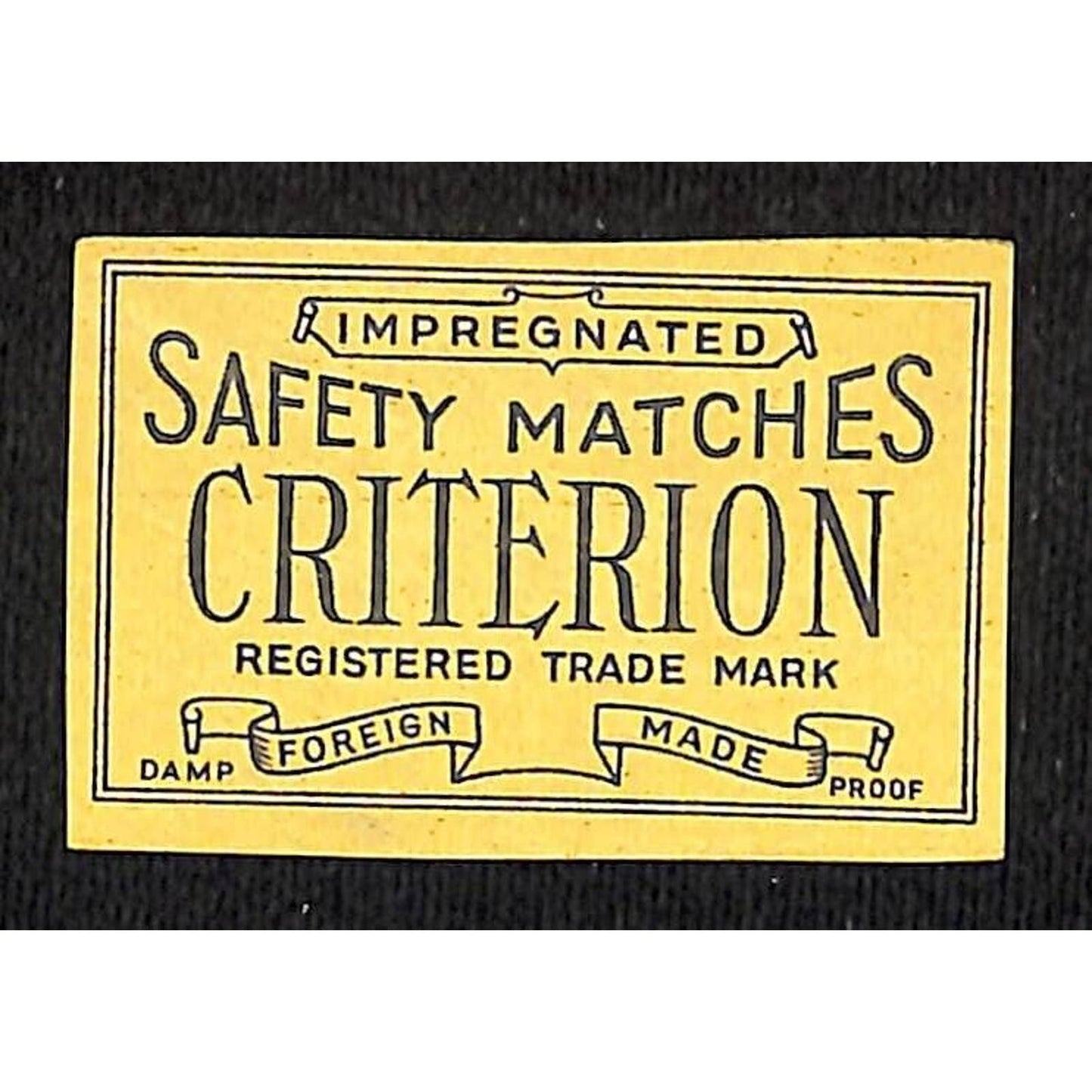 Vintage Matchbox Label Criterion Impregnated Safety Matches - c1940's-50's