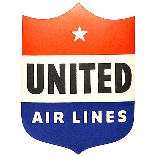 Delta Airlines Luggage Label Shield Die Cut - Red White Blue 3" x 3 3/4"