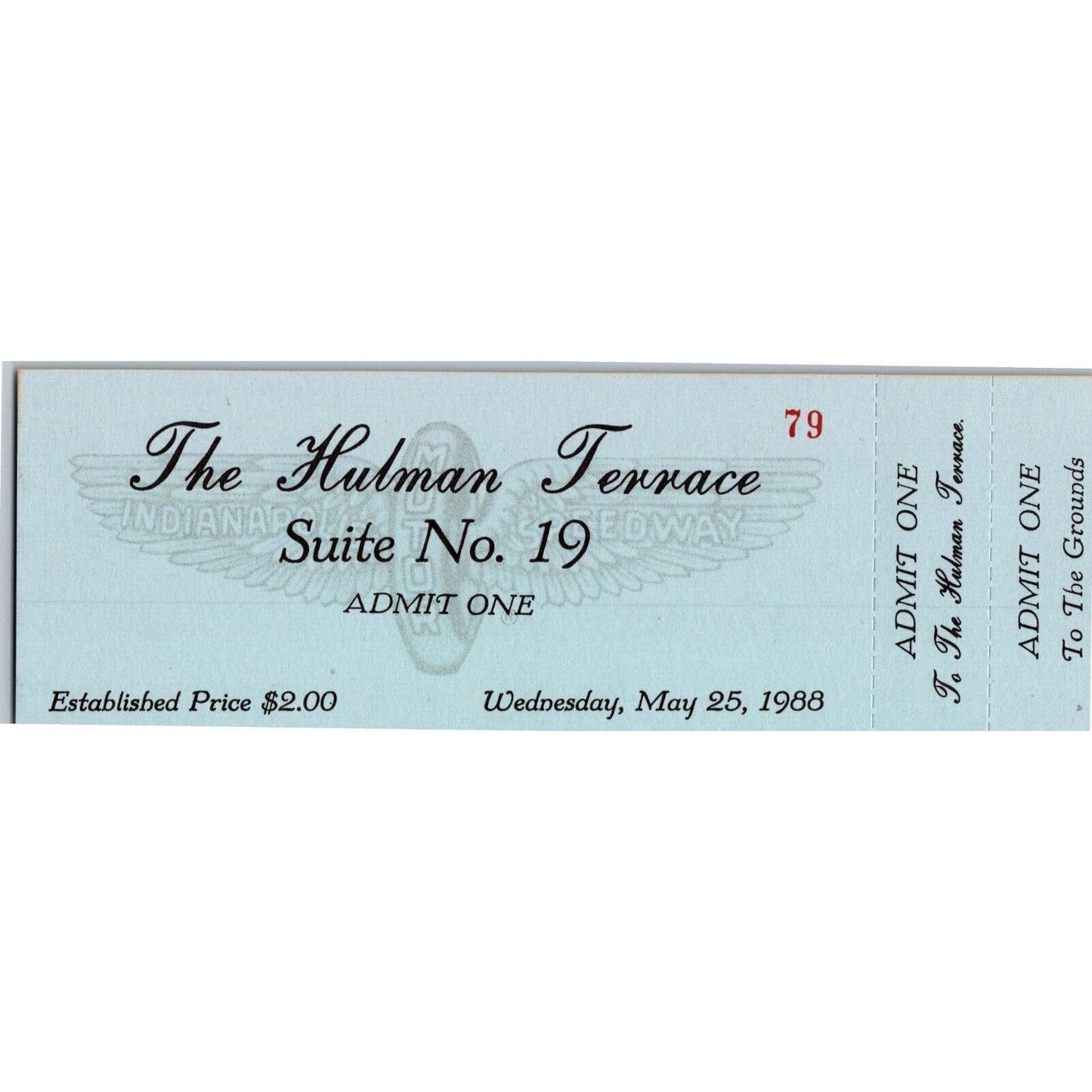 1988 Indy 500 The Hulman Terrace Unused Ticket Indianapolis IMS #79