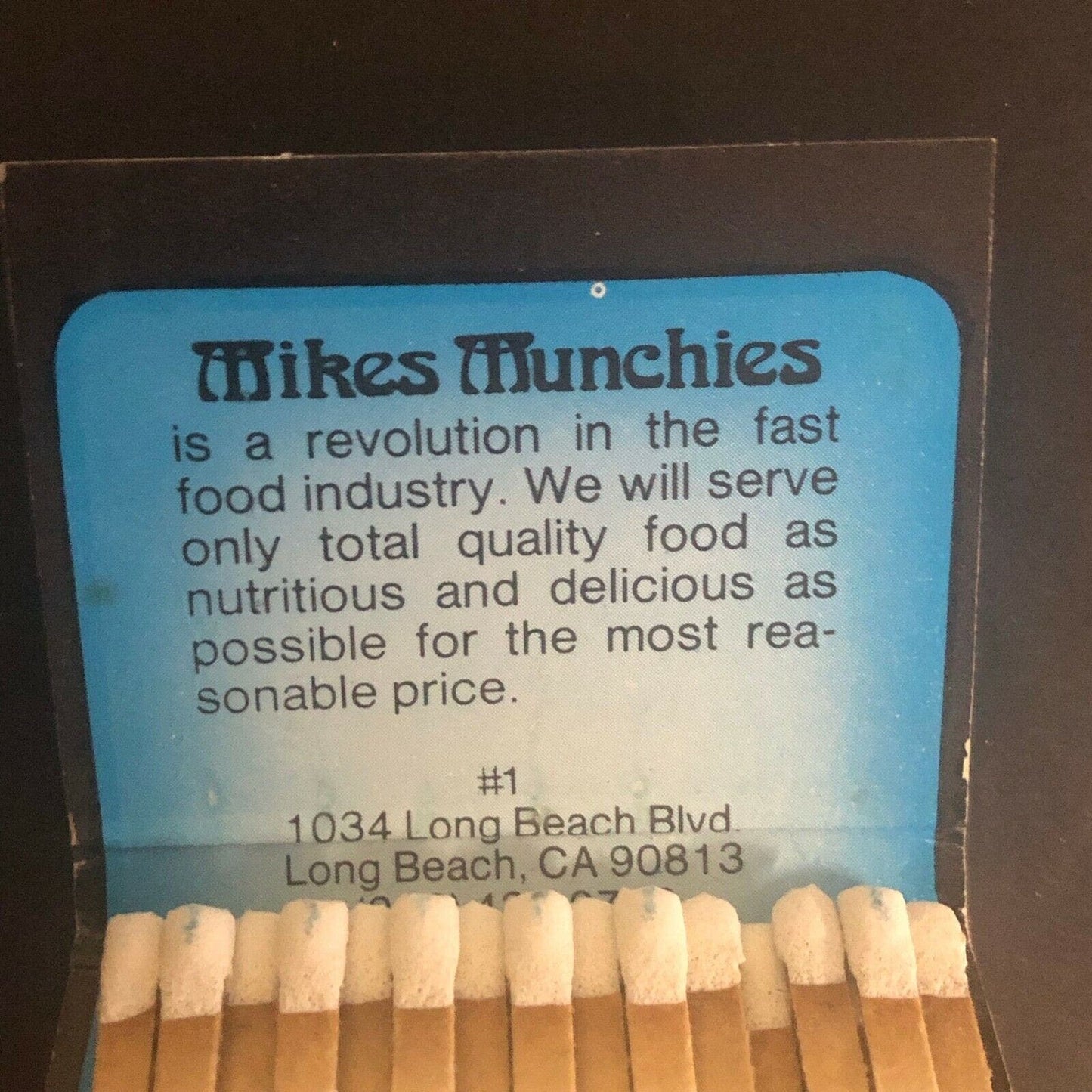 Vintage c1970's-80's Full Matchbook "Mikes Munchies" Long Beach, CA